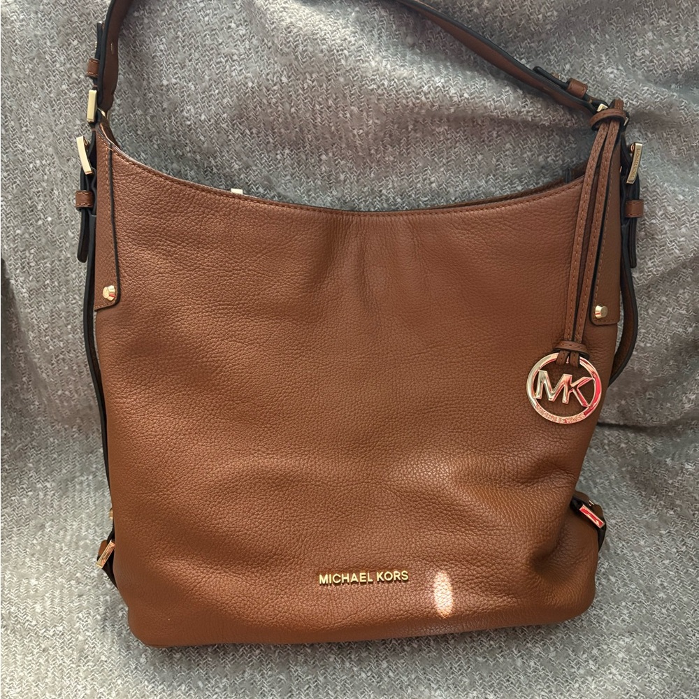 Michael Kors Brown Leather Shoulder Bag with Adjustable Straps